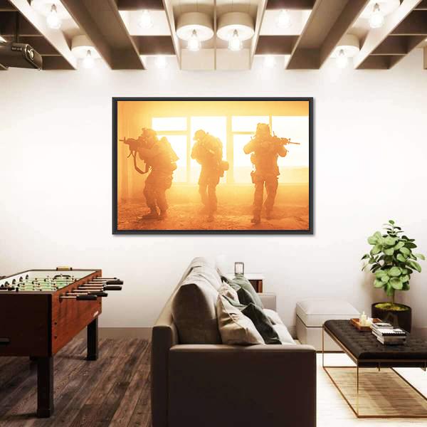 US Army Rangers In The Military Operation Canvas Wall Art-3 Horizontal-Gallery Wrap-25" x 16"-Tiaracle