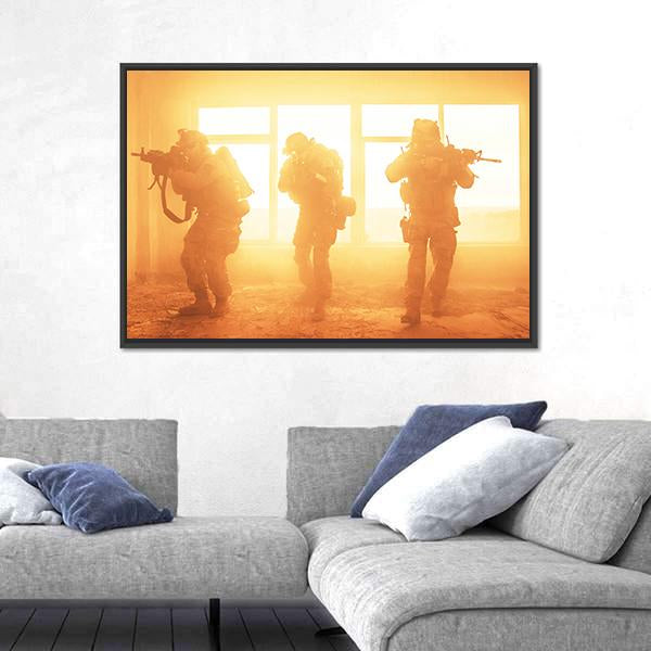 US Army Rangers In The Military Operation Canvas Wall Art-3 Horizontal-Gallery Wrap-25" x 16"-Tiaracle