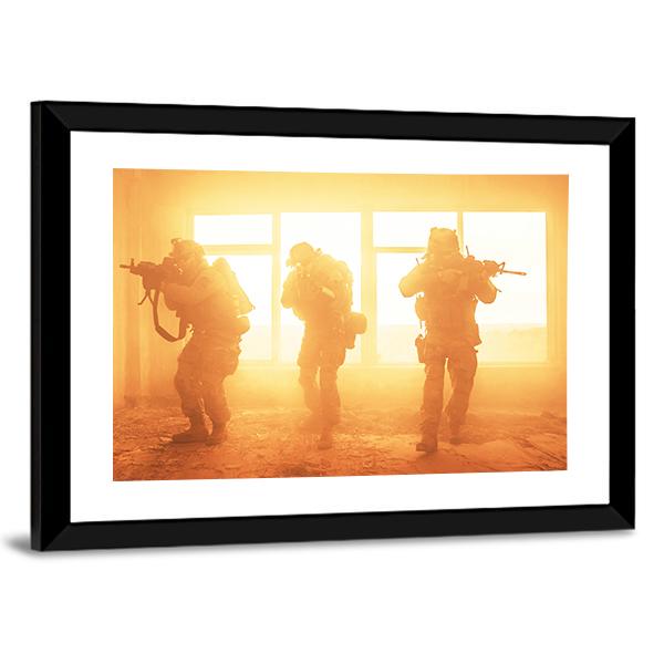 US Army Rangers In The Military Operation Canvas Wall Art-3 Horizontal-Gallery Wrap-25" x 16"-Tiaracle