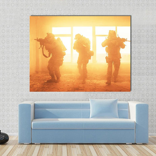 US Army Rangers In The Military Operation Canvas Wall Art-1 Piece-Gallery Wrap-48" x 32"-Tiaracle