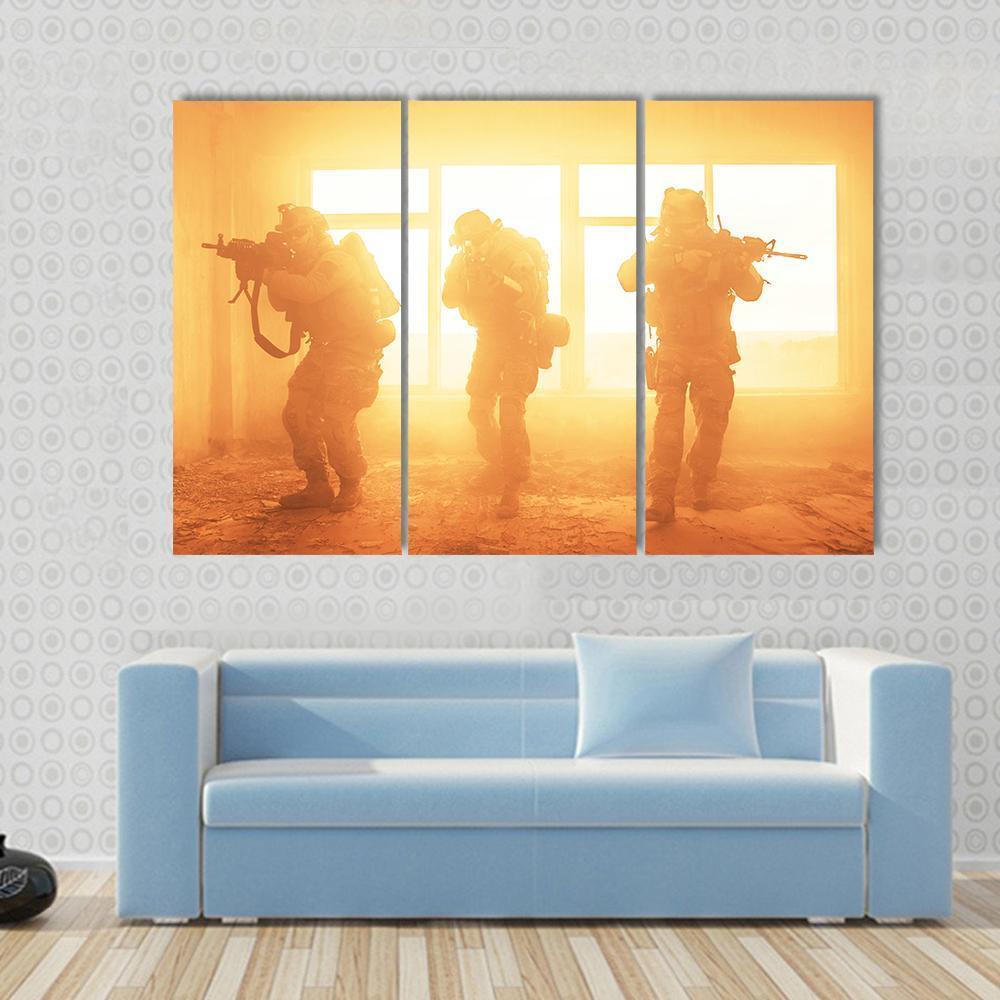 US Army Rangers In The Military Operation Canvas Wall Art-3 Horizontal-Gallery Wrap-37" x 24"-Tiaracle