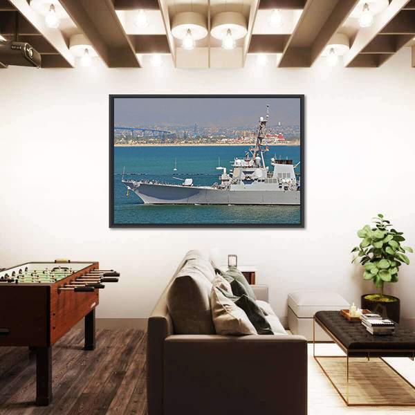 US Navy Guided Missile Destroyer Canvas Wall Art-3 Horizontal-Gallery Wrap-25" x 16"-Tiaracle