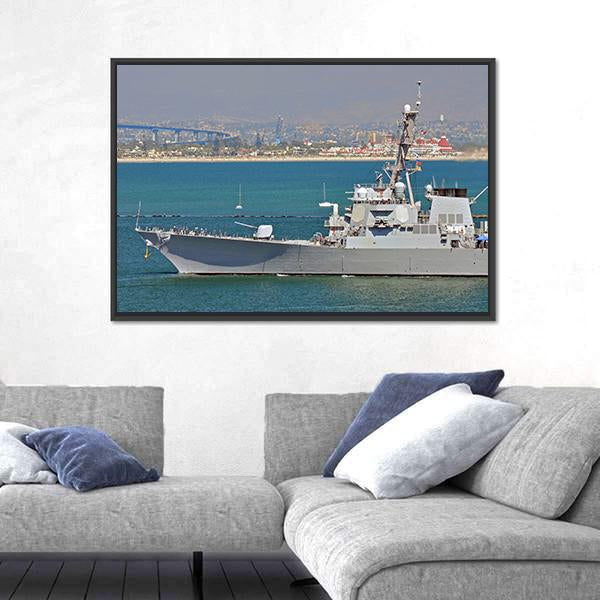 US Navy Guided Missile Destroyer Canvas Wall Art-3 Horizontal-Gallery Wrap-25" x 16"-Tiaracle