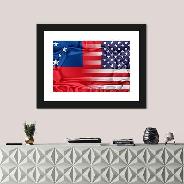 USA And Samoa Canvas Wall Art-1 Piece-Framed Print-20" x 16"-Tiaracle