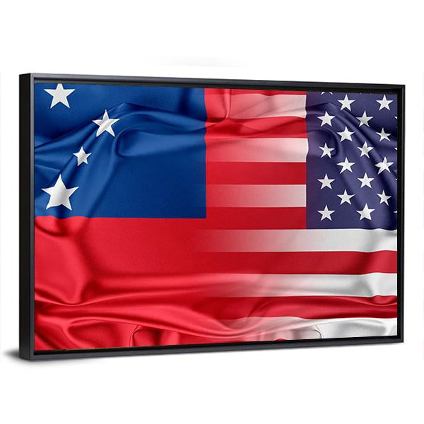 USA And Samoa Canvas Wall Art-3 Horizontal-Gallery Wrap-25" x 16"-Tiaracle