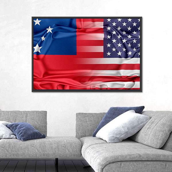 USA And Samoa Canvas Wall Art-3 Horizontal-Gallery Wrap-25" x 16"-Tiaracle