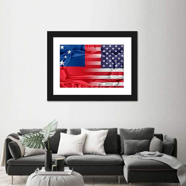 USA And Samoa Canvas Wall Art-3 Horizontal-Gallery Wrap-25" x 16"-Tiaracle