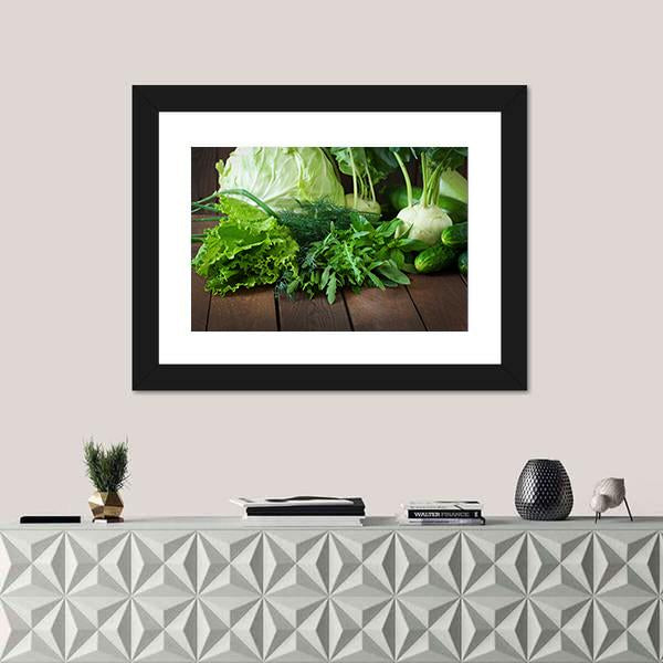 Useful Green Vegetables Canvas Wall Art-1 Piece-Framed Print-20" x 16"-Tiaracle