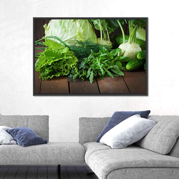 Useful Green Vegetables Canvas Wall Art-3 Horizontal-Gallery Wrap-25" x 16"-Tiaracle