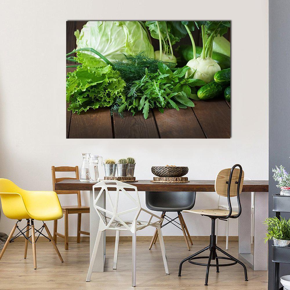 Useful Green Vegetables Canvas Wall Art-1 Piece-Gallery Wrap-48" x 32"-Tiaracle