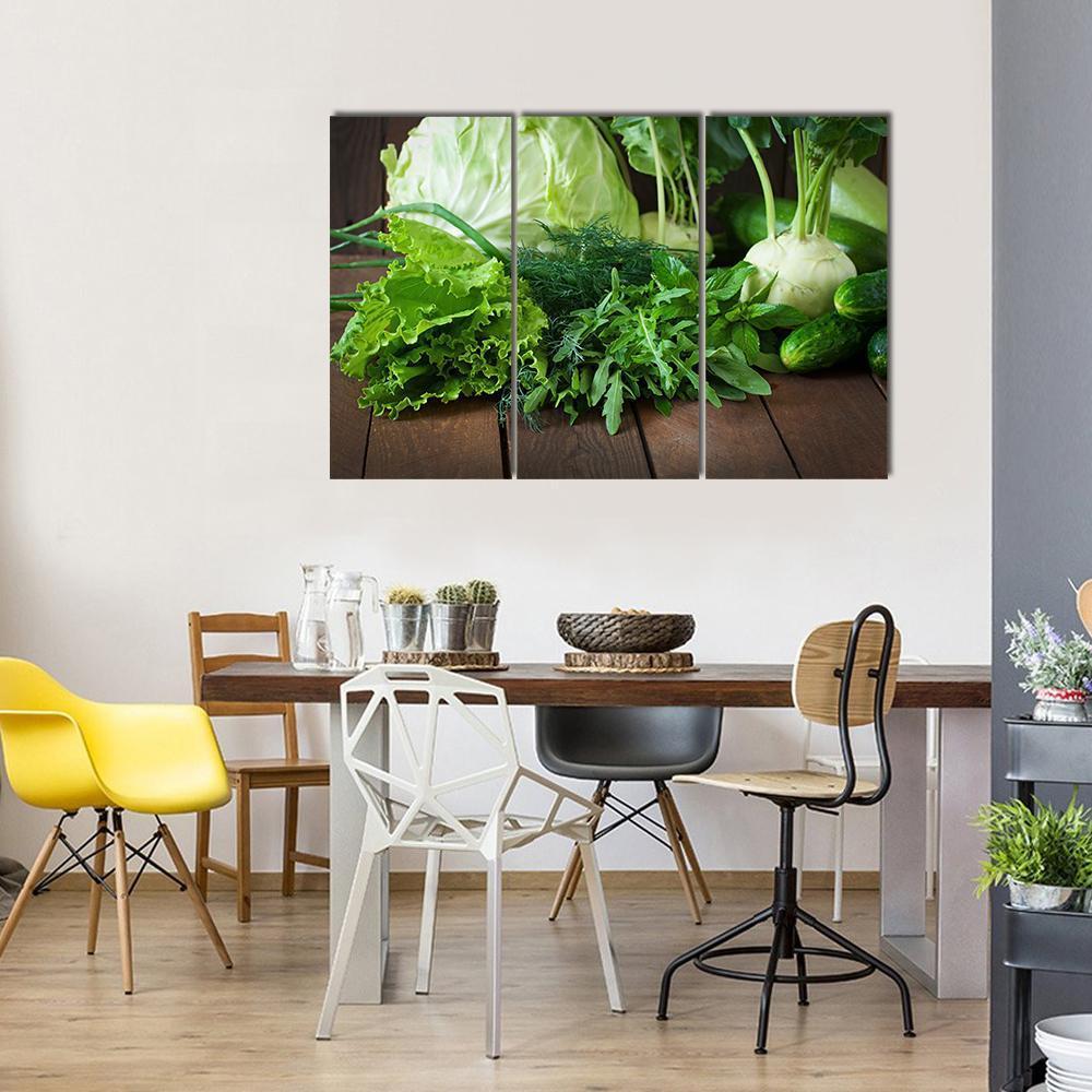 Useful Green Vegetables Canvas Wall Art-3 Horizontal-Gallery Wrap-37" x 24"-Tiaracle