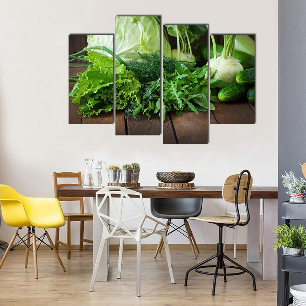 Useful Green Vegetables Canvas Wall Art-4 Pop-Gallery Wrap-50" x 32"-Tiaracle