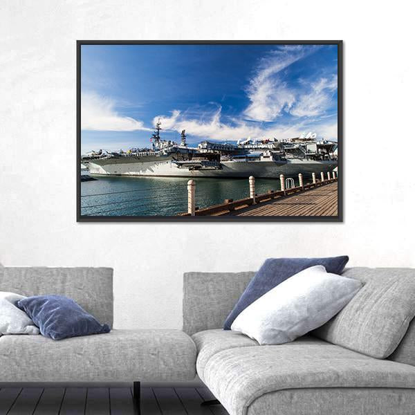 USS Midway Aircraft Carrier Canvas Wall Art-3 Horizontal-Gallery Wrap-25" x 16"-Tiaracle