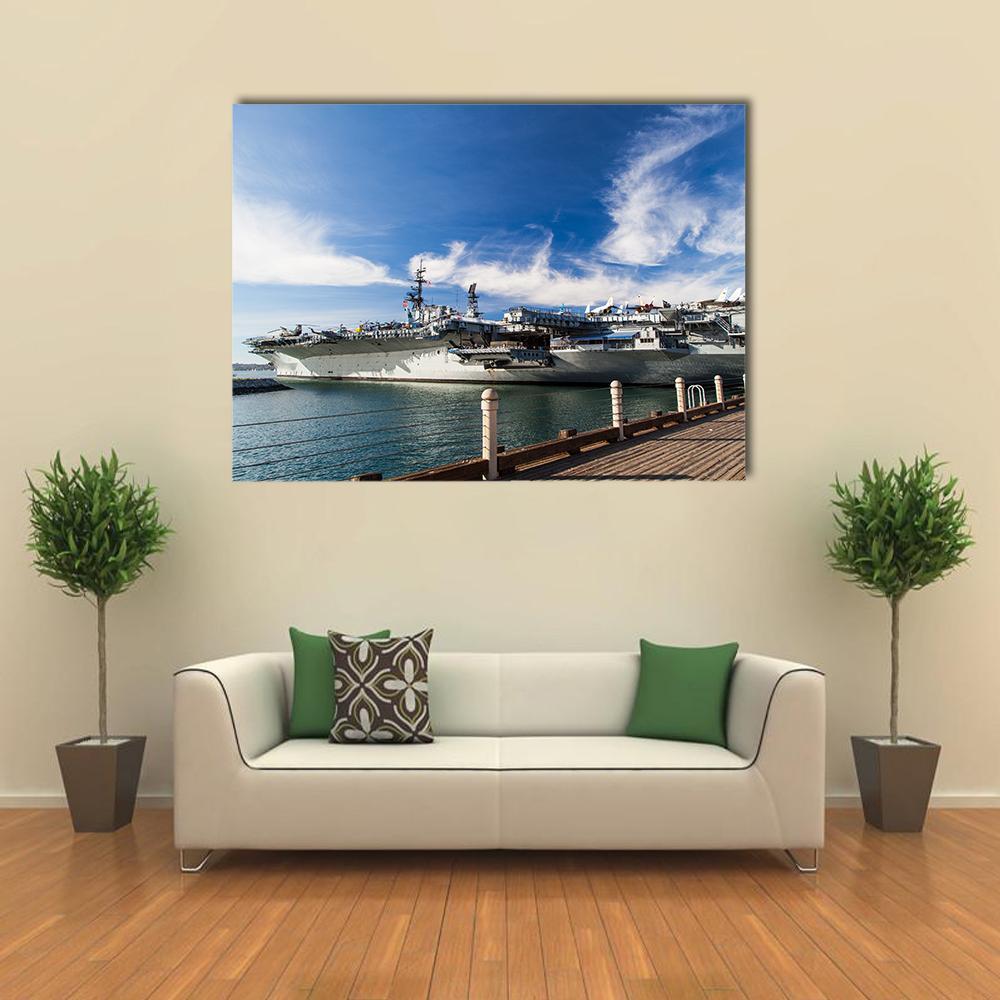 USS Midway Aircraft Carrier Canvas Wall Art-1 Piece-Gallery Wrap-48" x 32"-Tiaracle