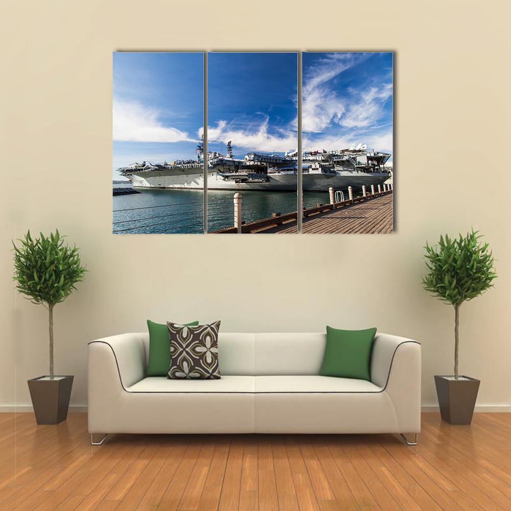 USS Midway Aircraft Carrier Canvas Wall Art-3 Horizontal-Gallery Wrap-37" x 24"-Tiaracle