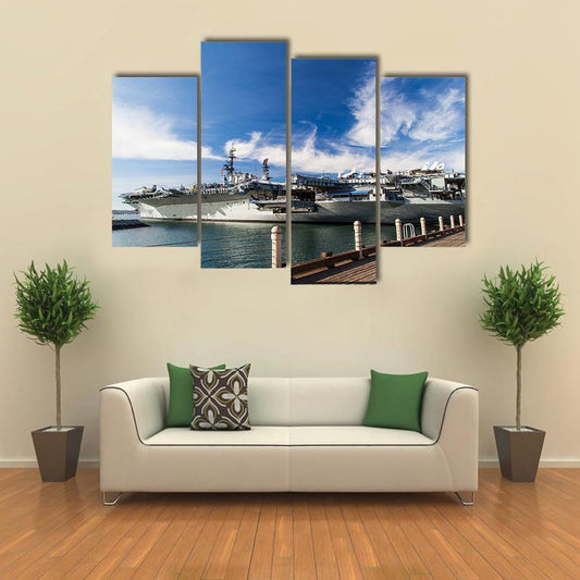 USS Midway Aircraft Carrier Canvas Wall Art-4 Pop-Gallery Wrap-50" x 32"-Tiaracle