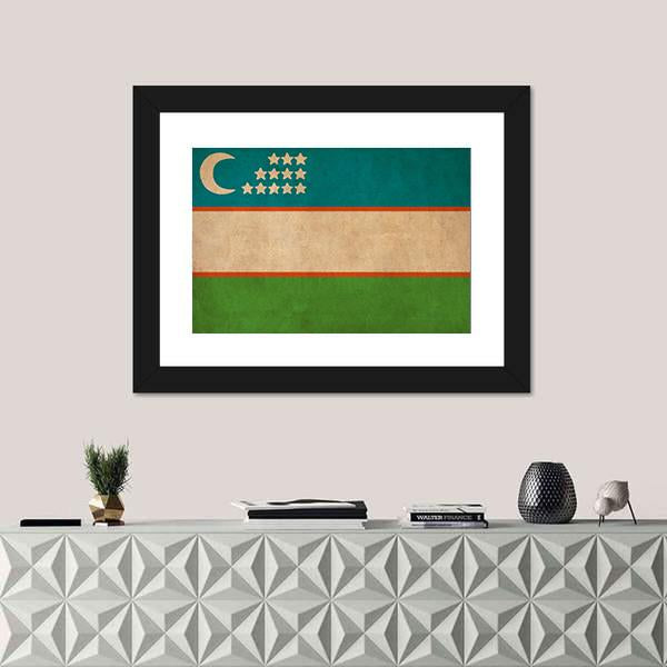 Uzbekistan Flag Canvas Wall Art-1 Piece-Framed Print-20" x 16"-Tiaracle