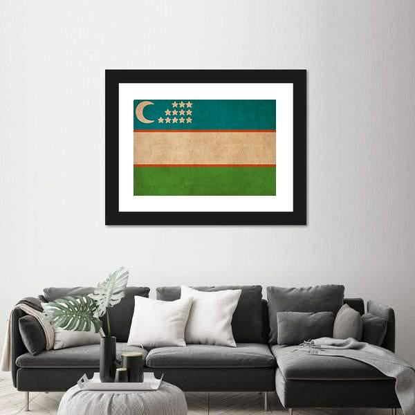 Uzbekistan Flag Canvas Wall Art-3 Horizontal-Gallery Wrap-25" x 16"-Tiaracle