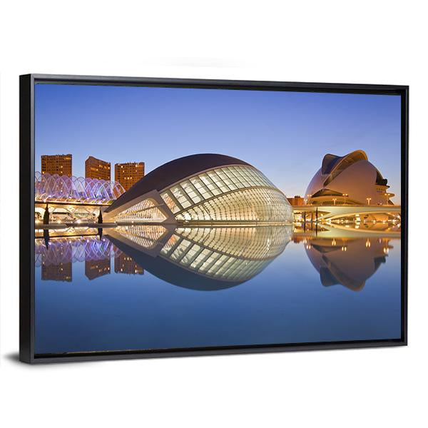 Valencia's City Of Arts And Science Museum Canvas Wall Art-3 Horizontal-Gallery Wrap-25" x 16"-Tiaracle
