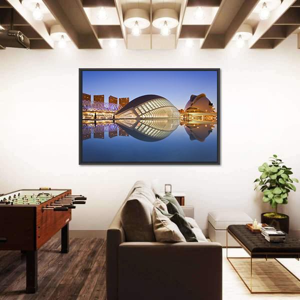 Valencia's City Of Arts And Science Museum Canvas Wall Art-3 Horizontal-Gallery Wrap-25" x 16"-Tiaracle