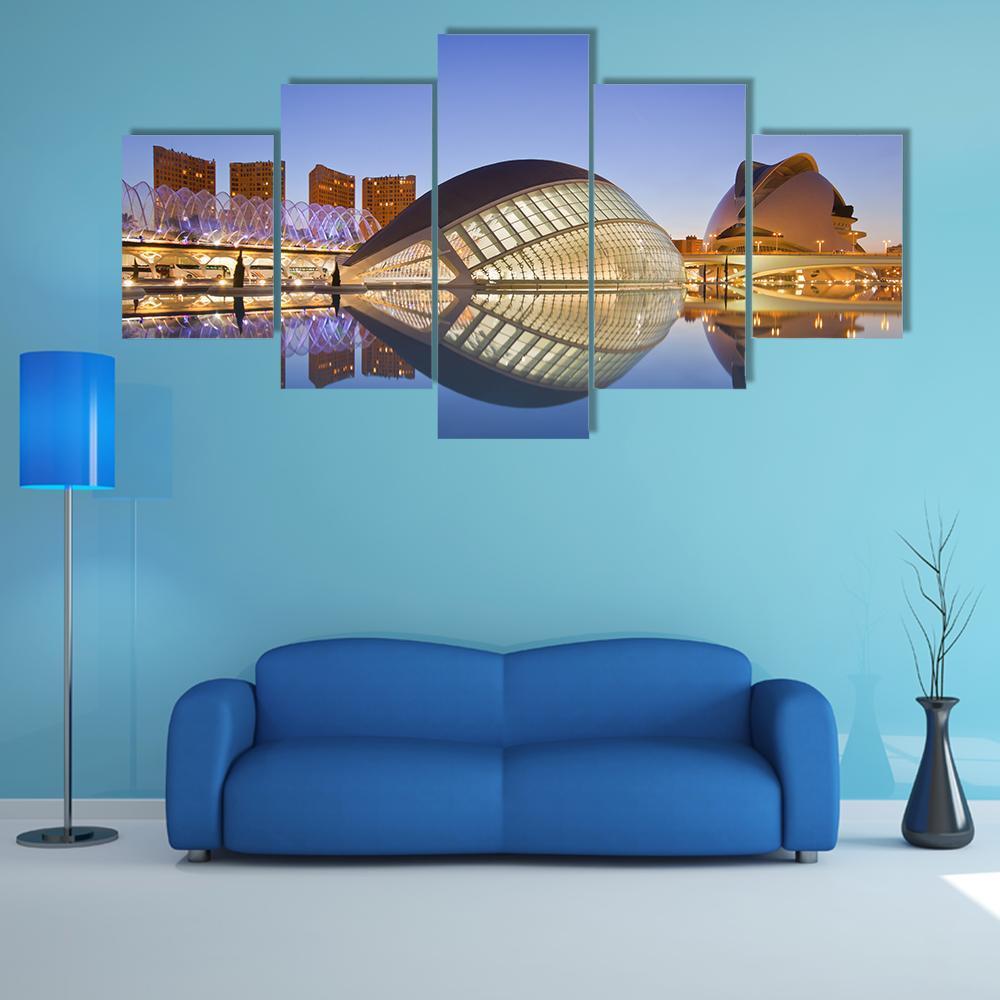 Valencia's City Of Arts And Science Museum Canvas Wall Art-5 Star-Gallery Wrap-62" x 32"-Tiaracle