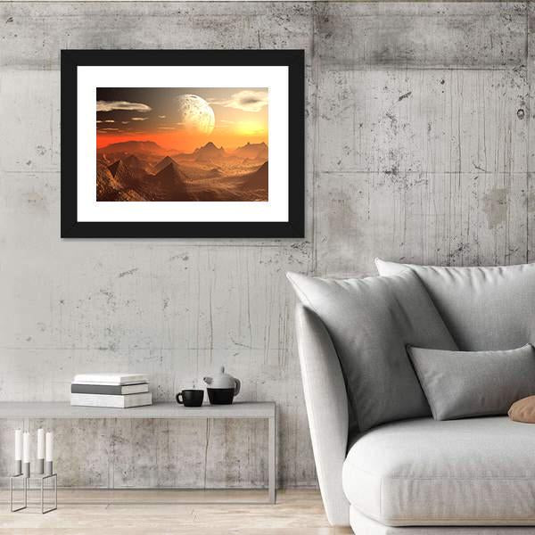 Valley Of The Alien Kings With Moon Canvas Wall Art-3 Horizontal-Gallery Wrap-25" x 16"-Tiaracle