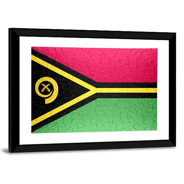 Vanuatu Flag On Metal Texture Canvas Wall Art-3 Horizontal-Gallery Wrap-25" x 16"-Tiaracle