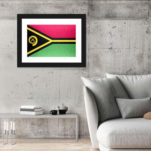 Vanuatu Flag On Metal Texture Canvas Wall Art-3 Horizontal-Gallery Wrap-25" x 16"-Tiaracle