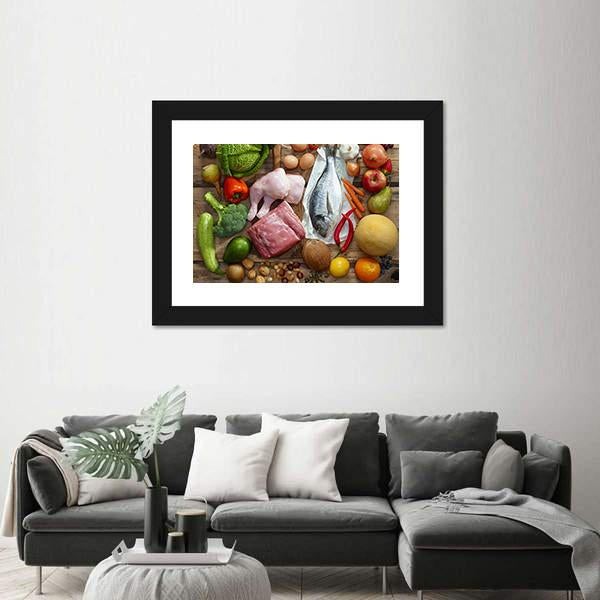 Various Paleo Diet Canvas Wall Art-1 Piece-Framed Print-20" x 16"-Tiaracle