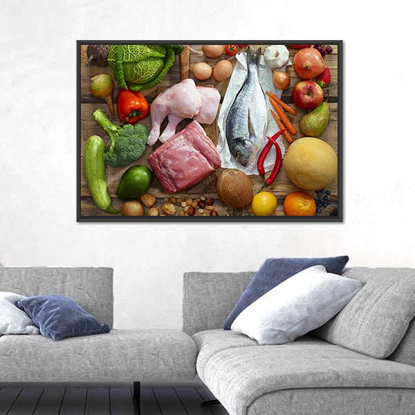 Various Paleo Diet Canvas Wall Art-1 Piece-Floating Frame-24" x 16"-Tiaracle