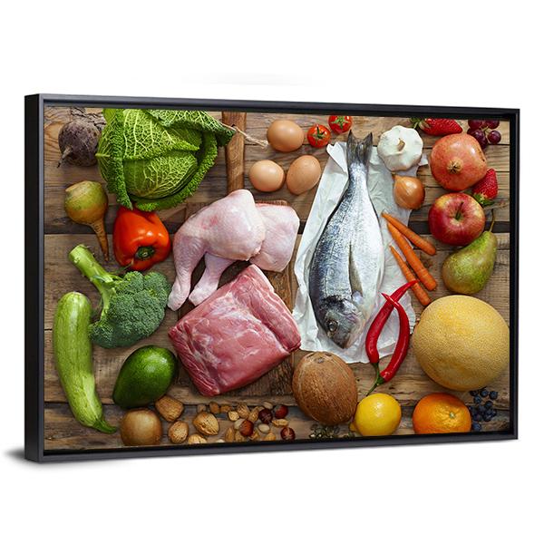 Various Paleo Diet Canvas Wall Art-3 Horizontal-Gallery Wrap-25" x 16"-Tiaracle