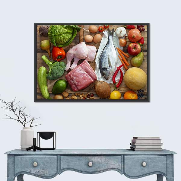 Various Paleo Diet Canvas Wall Art-3 Horizontal-Gallery Wrap-25" x 16"-Tiaracle