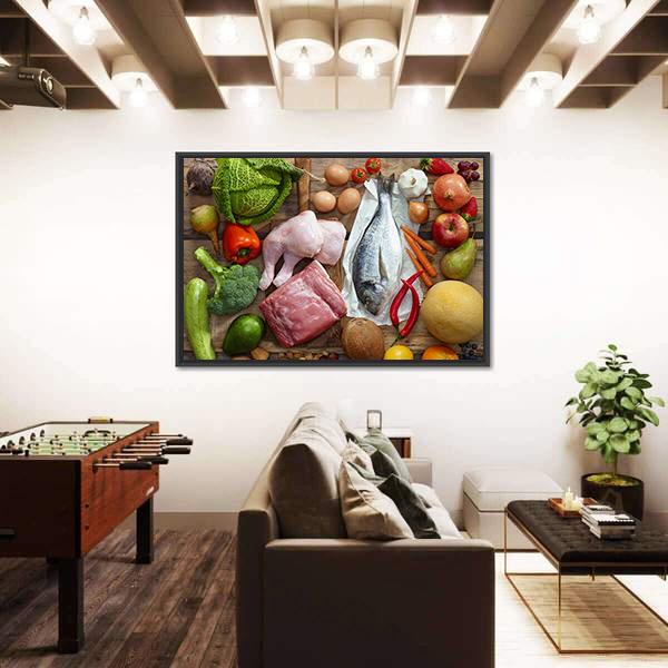 Various Paleo Diet Canvas Wall Art-3 Horizontal-Gallery Wrap-25" x 16"-Tiaracle