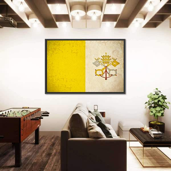 Vatican City Flag Canvas Wall Art-3 Horizontal-Gallery Wrap-25" x 16"-Tiaracle