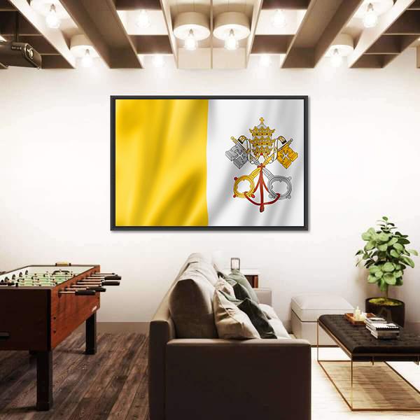 Vatican City Flag Canvas Wall Art-3 Horizontal-Gallery Wrap-25" x 16"-Tiaracle