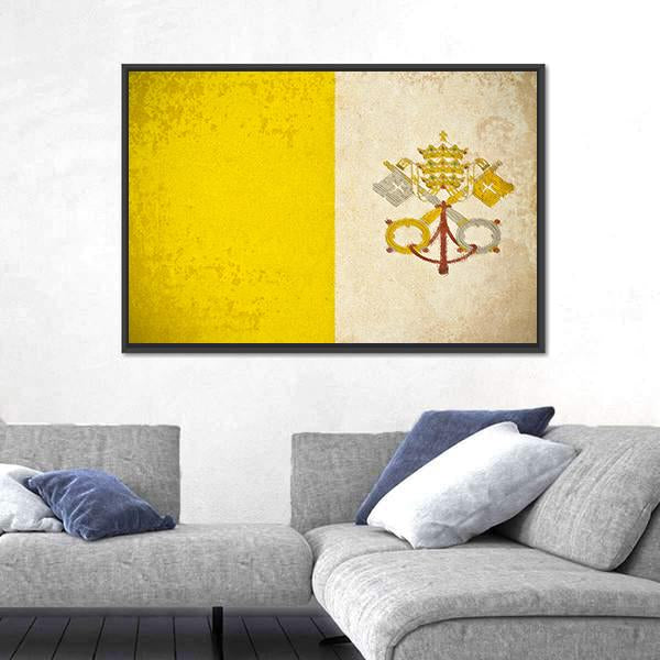 Vatican City Flag Canvas Wall Art-3 Horizontal-Gallery Wrap-25" x 16"-Tiaracle