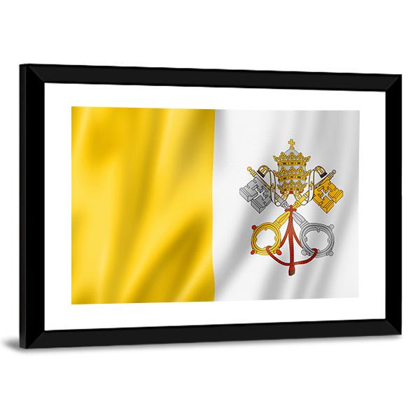 Vatican City Flag Canvas Wall Art-3 Horizontal-Gallery Wrap-25" x 16"-Tiaracle