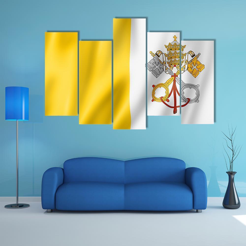 Vatican City Flag Canvas Wall Art-5 Pop-Gallery Wrap-47" x 32"-Tiaracle