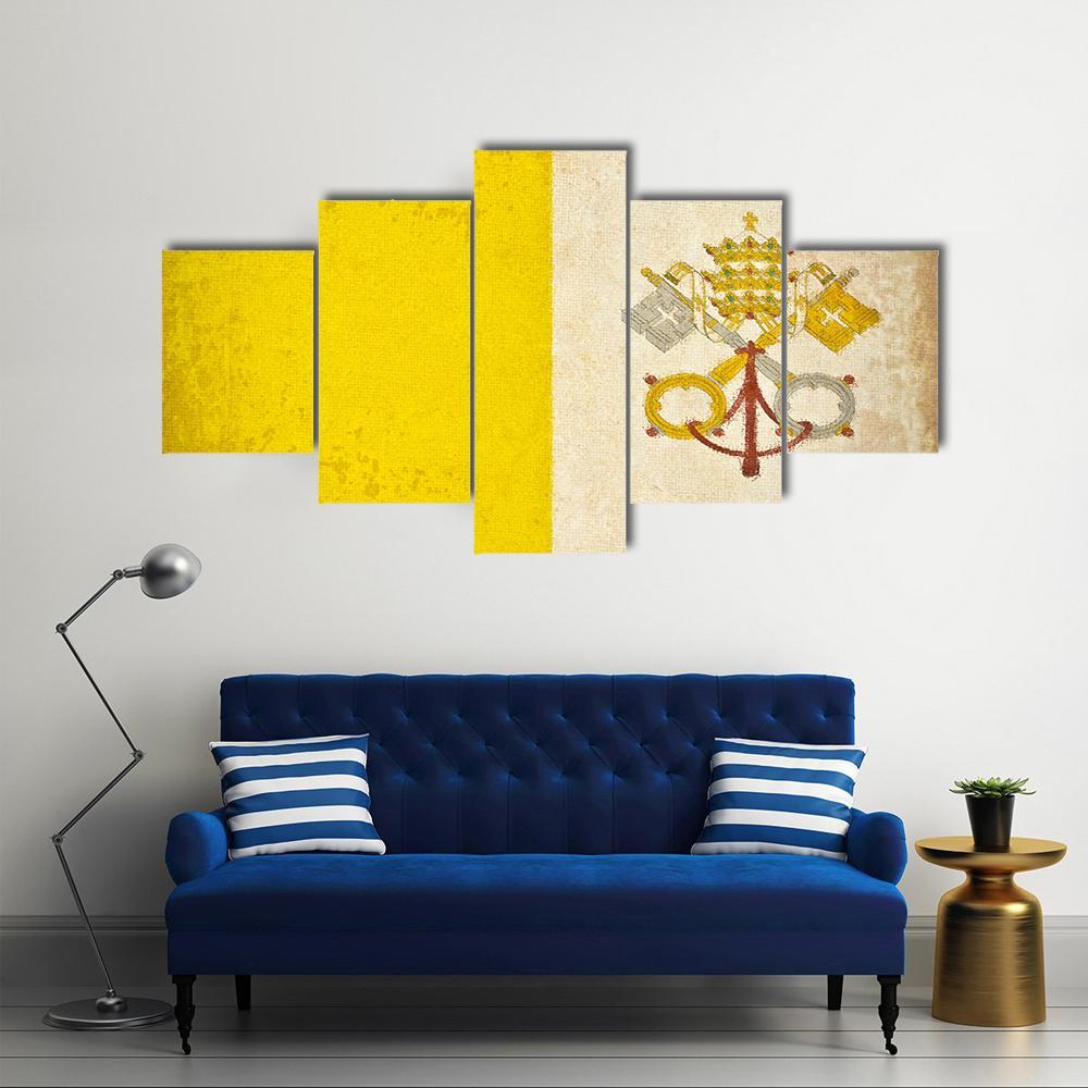 Vatican City Flag Canvas Wall Art-5 Star-Gallery Wrap-62" x 32"-Tiaracle
