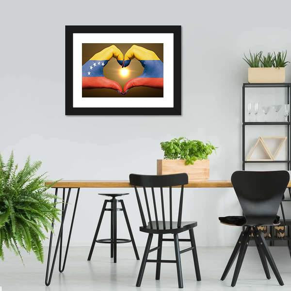 Venezuela Flag On Hands Canvas Wall Art-3 Horizontal-Gallery Wrap-25" x 16"-Tiaracle