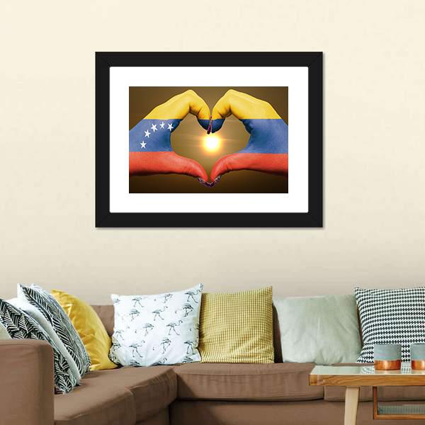 Venezuela Flag On Hands Canvas Wall Art-3 Horizontal-Gallery Wrap-25" x 16"-Tiaracle
