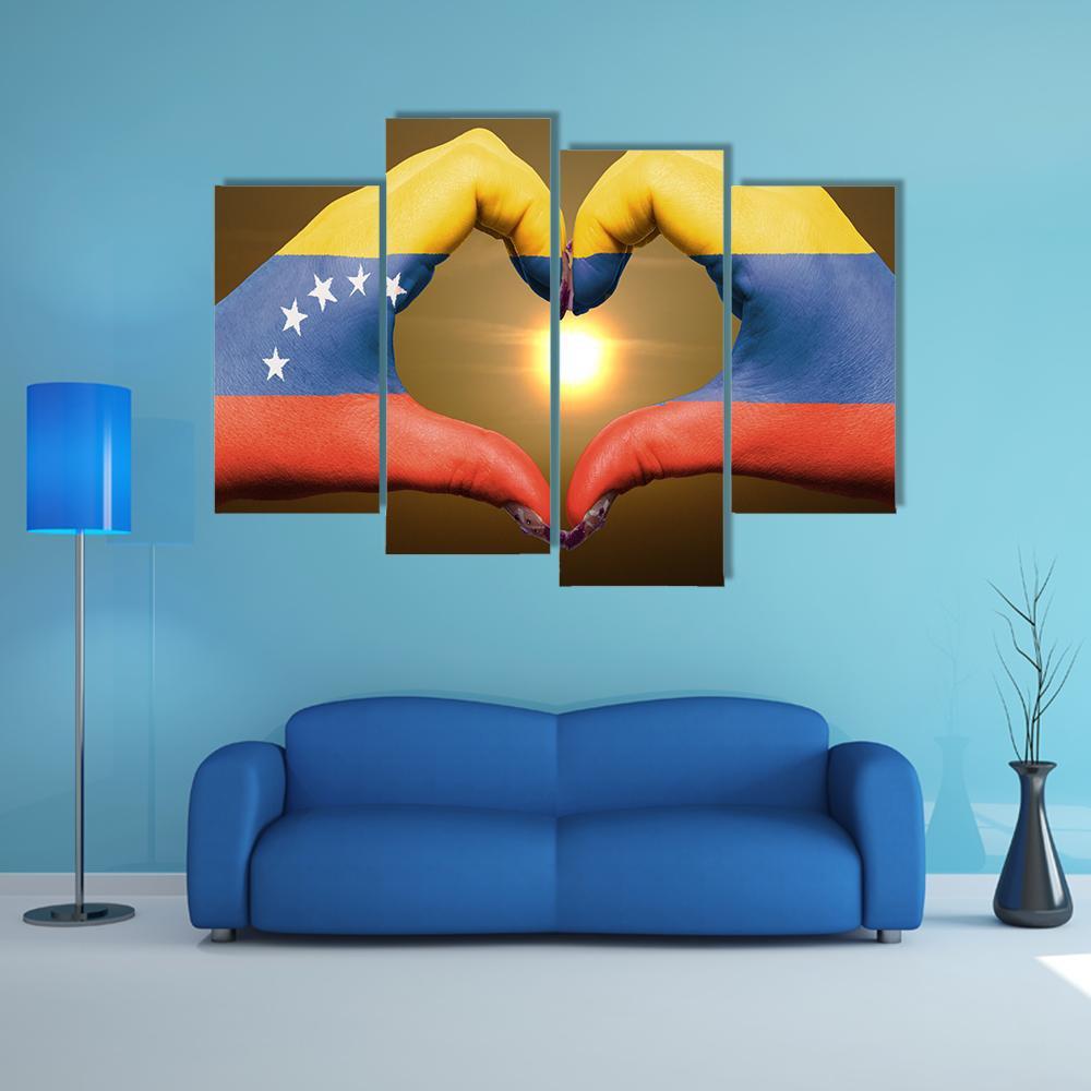 Venezuela Flag On Hands Canvas Wall Art-4 Pop-Gallery Wrap-50" x 32"-Tiaracle