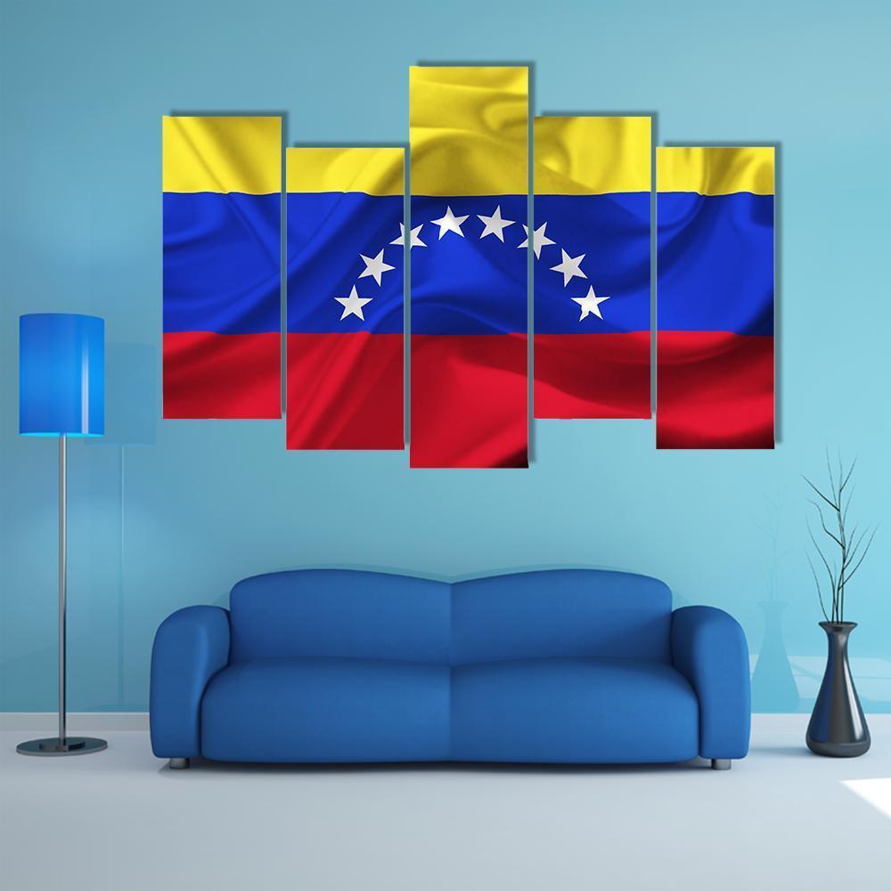 Venezuela Waving Flag Canvas Wall Art-5 Pop-Gallery Wrap-47" x 32"-Tiaracle