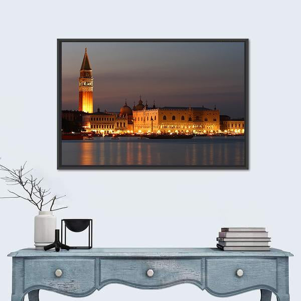 Venice At Sunset Canvas Wall Art-1 Piece-Floating Frame-24" x 16"-Tiaracle