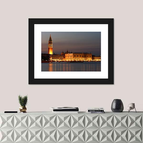 Venice At Sunset Canvas Wall Art-1 Piece-Framed Print-20" x 16"-Tiaracle