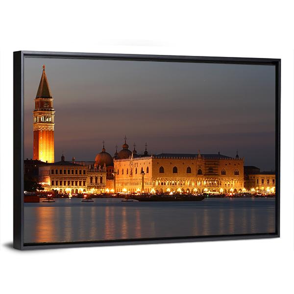 Venice At Sunset Canvas Wall Art-3 Horizontal-Gallery Wrap-25" x 16"-Tiaracle