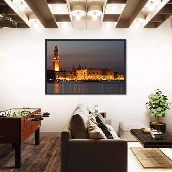 Venice At Sunset Canvas Wall Art-3 Horizontal-Gallery Wrap-25" x 16"-Tiaracle