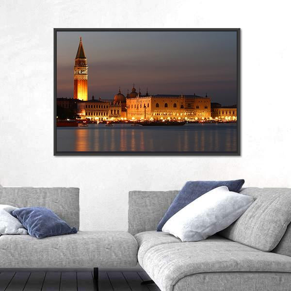 Venice At Sunset Canvas Wall Art-3 Horizontal-Gallery Wrap-25" x 16"-Tiaracle