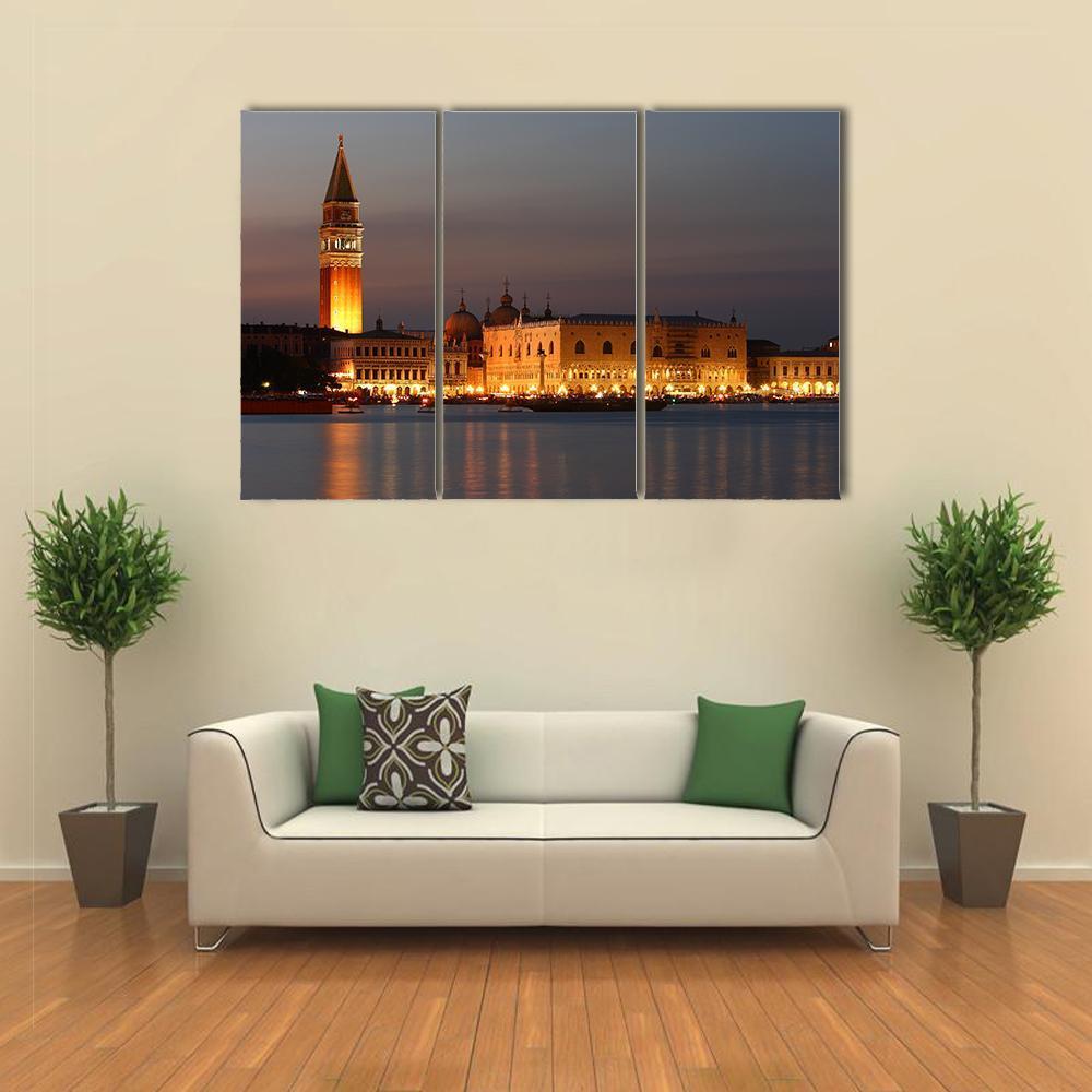 Venice At Sunset Canvas Wall Art-3 Horizontal-Gallery Wrap-37" x 24"-Tiaracle