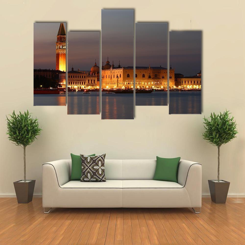 Venice At Sunset Canvas Wall Art-5 Pop-Gallery Wrap-47" x 32"-Tiaracle